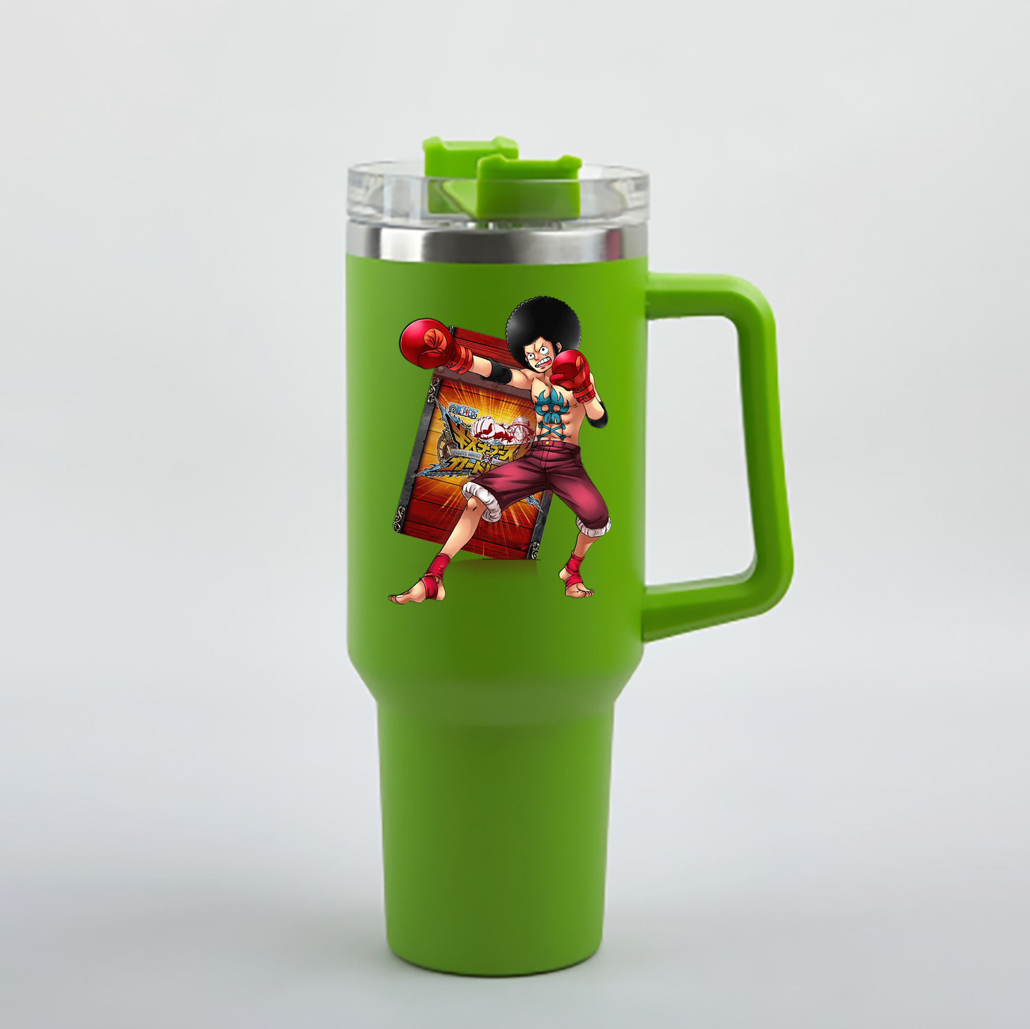 ワンピース モンキー・D・ルフィ ONE PIECE Monkey D. Luffy 1200mL車用タンブラー - クリスタルステッカー（プラスチックストロー付き）